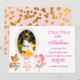 Invitation Tutu Cute Ballerina Ballet Animaux Fête d'annivers