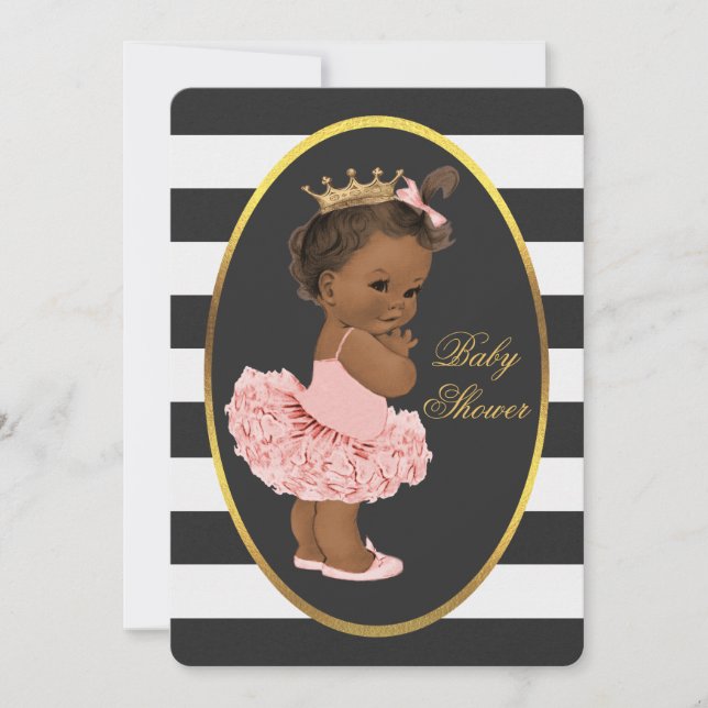 Invitation Tutu Cute Ethnic Princess Black White Stripes (Devant)