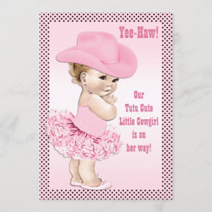 Invitation Tutu Cute Little Cowgirl Baby shower