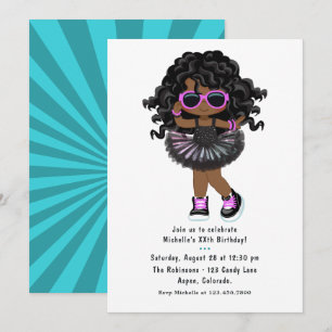Invitation Tutu de fête d'anniversaire de fille de hip hop co