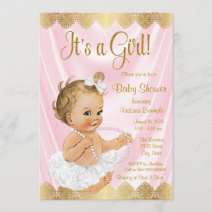 Invitation Tutu en or rose bébé perle Baby Shower