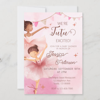 Invitation Tutu excited Pink Ballerina Ballet Baby Shower 