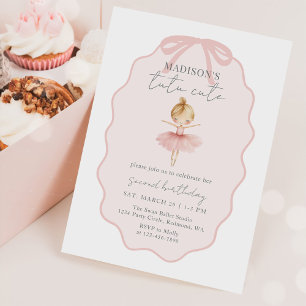 Invitation Tutu Jolies Filles Deuxième Ballerine Anniversaire