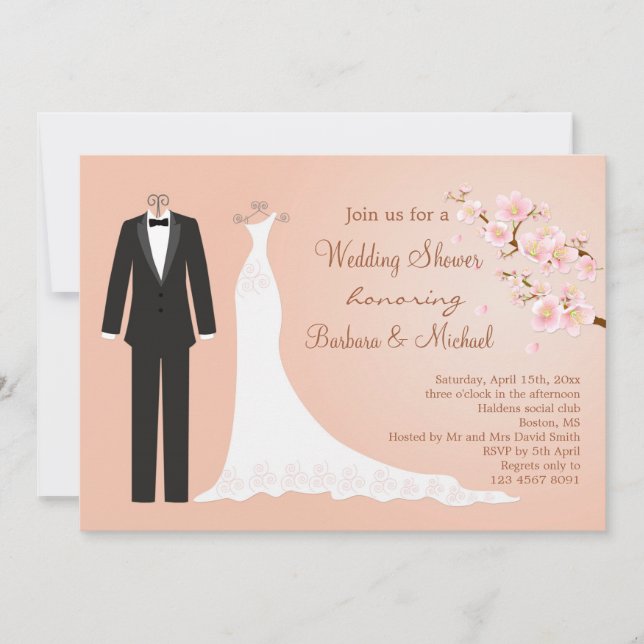Invitation Tux et robe, la Fête de la mariée du couple de (Devant)