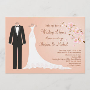 Invitation Tux et robe, la Fête de la mariée du couple de
