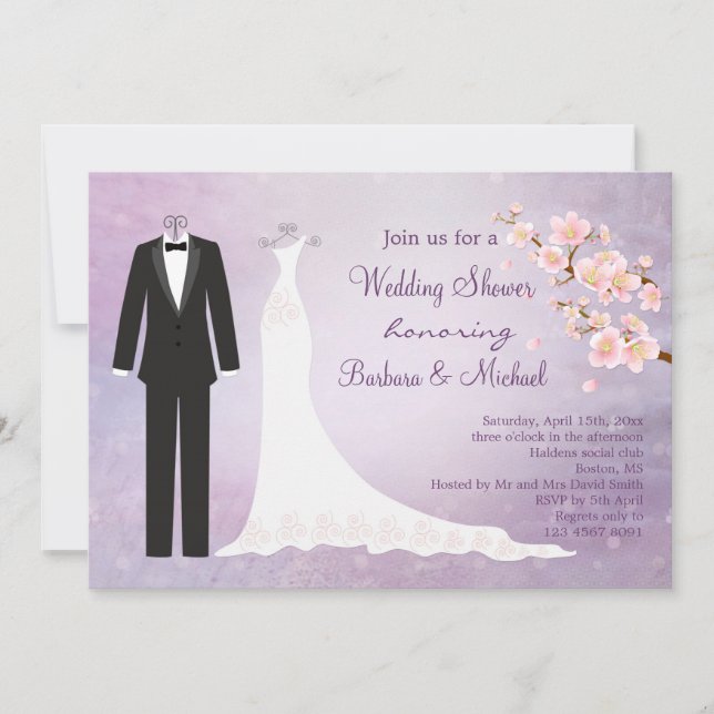 Invitation Tux et robe, la Fête de la mariée du couple de (Devant)