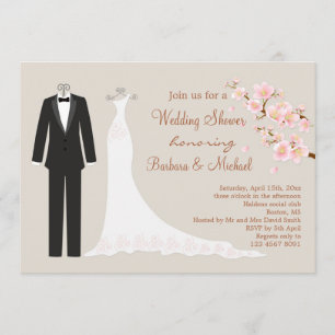 Invitation Tux et robe, la Fête de la mariée du couple de