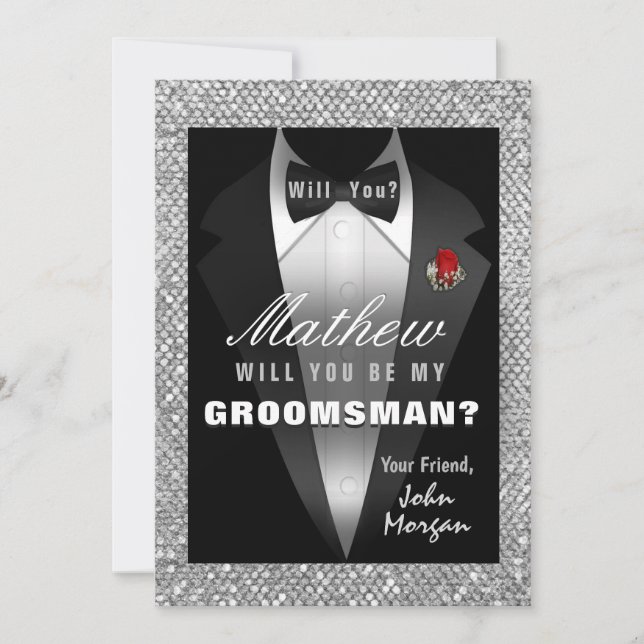 Invitation Tuxedo Be My Groomsman (Devant)