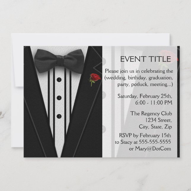 Invitation Tuxedo noir avec Cravate Bow (Devant)