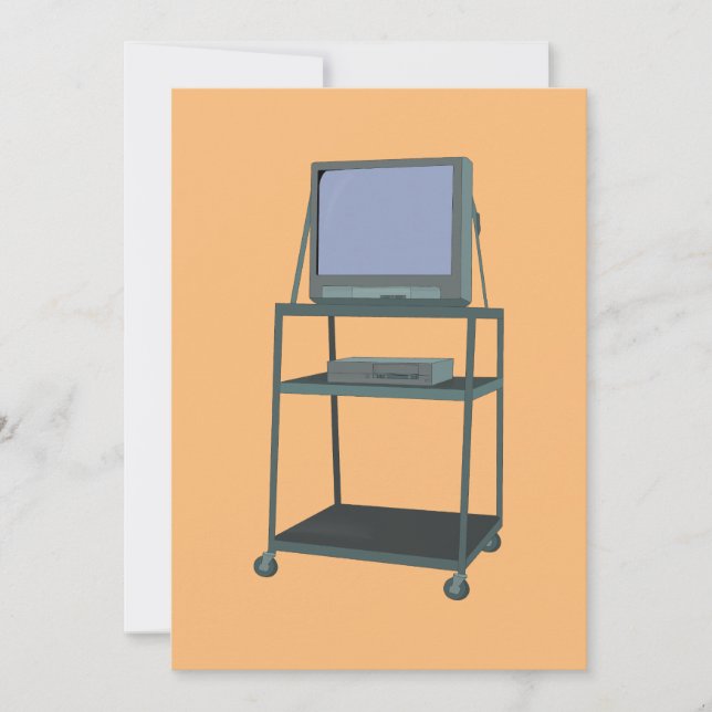 Invitation TV et chariot VCR Classe 80s 90s Funny School (Devant)