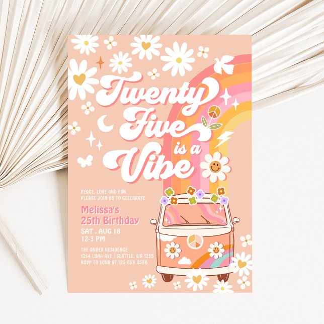Invitation Twenty Five est un Vibe Bright Pink 25e anniversai (Créateur téléchargé)