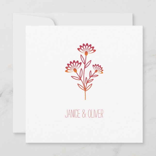 Invitation Twigs and Flowers Red et Orange Modern et (Devant)