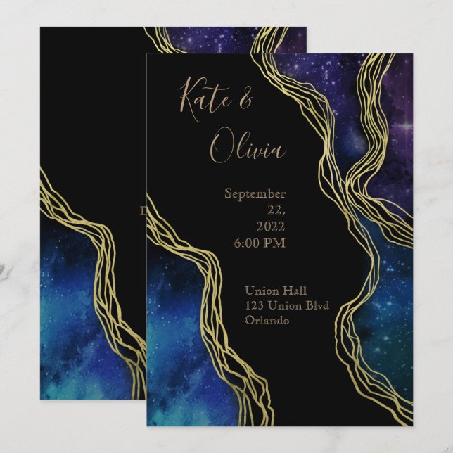 Invitation Twilight Moon Phases Dark and Moody Mariage Invita (Devant / Derrière)