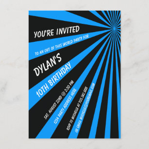Invitation Twilight Zone Bleu noir Anniversaire Fête Invitati