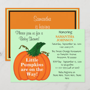 Invitation Twin Babies Orange Baby shower Citrouille