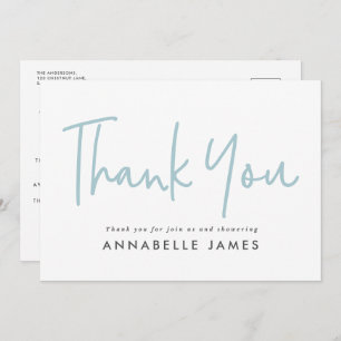 Invitation twin blue typographie moderne style merci