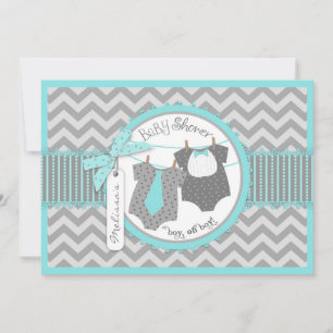 Invitation Twin Boys Cravate Bow Cravate Chevron Imprimer Bab