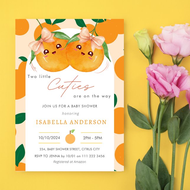 Invitation Twin Girls Little Cuties On the Way Baby shower (Twin Girls Little Cuties On The Way Baby Shower Invitation)