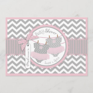 Invitation Twin Girls Tutus Chevron Baby shower d'impression