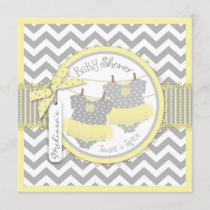 Invitation Twin Girls Tutus Chevron Baby shower d'impression