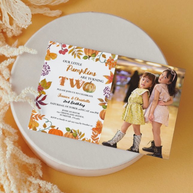 Invitation Twin Little Citrouille est à deux ans du 2ème anni (Créateur téléchargé)