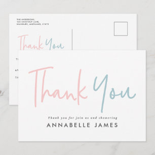 Invitation twin rose bleu moderne typographie design merci