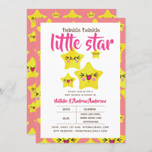 Invitation Twinké Little Star Douche rose Jaune moderne migno