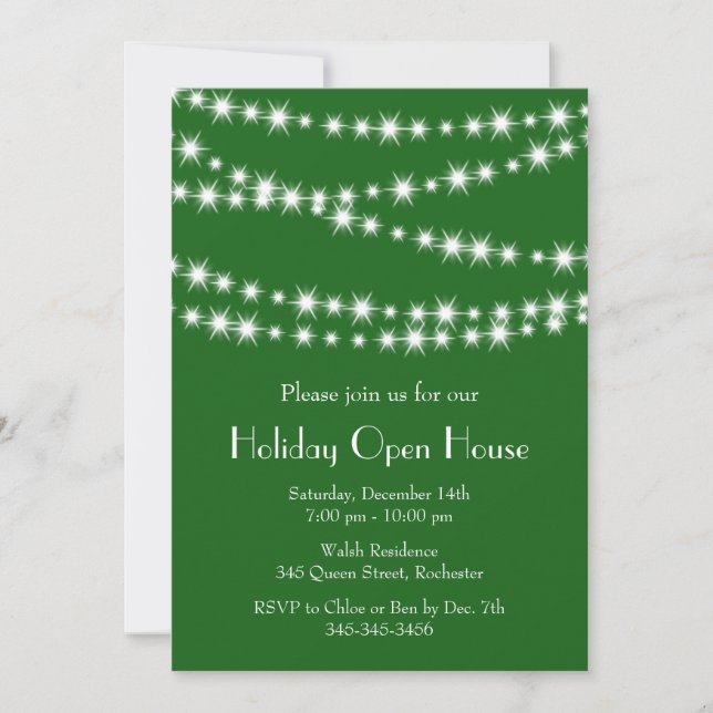 Invitation Twinkle Lights Holiday Open House (vert) (Devant)