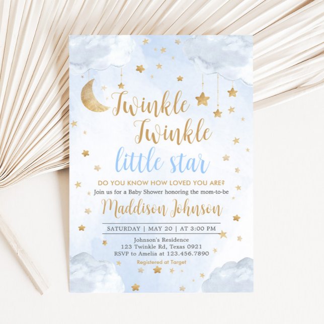 Invitation Twinkle Little Star Baby Shower (Little Star Baby Shower Invitation)