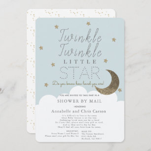 Invitation Twinkle Little Star Baby shower bleu par courrier
