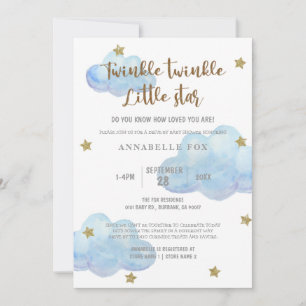 Invitation Twinkle Little Star Baby shower d'aquarelle bleu d