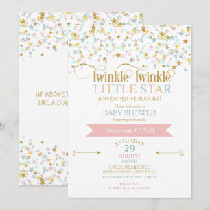 Invitation Twinkle Little Star Baby shower N'importe quelle c