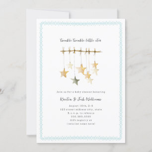 Invitation Twinkle Little Star Boho Blue Boy Baby shower