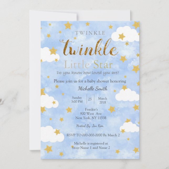 Invitation Twinkle Little Star Boy (Devant)