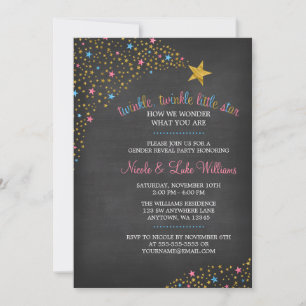 Invitation Twinkle Little Star Chalkboard Sexe Reveal Party