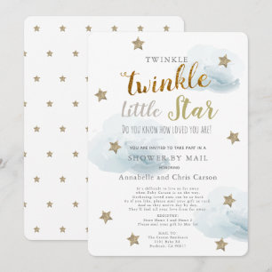 Invitation Twinkle Little Star & Cloud Baby shower Par Mail