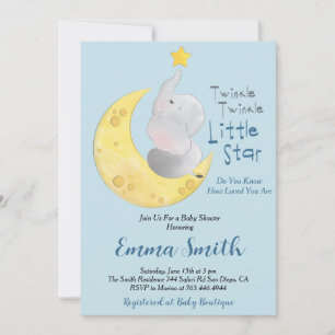 Invitation Twinkle Little Star Elephant Baby shower