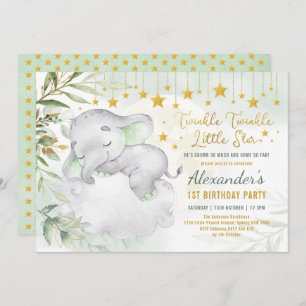 Invitation Twinkle Little Star Elephant Wild One 1er annivers