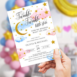 Invitation Twinkle Little Star Genre Reveal Party QR Code