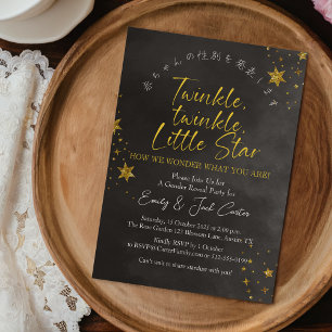 Invitation Twinkle Little Star Genre Révéler Chic Black Gold