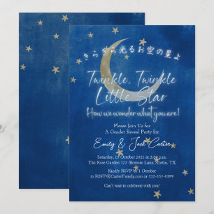 Invitation Twinkle Little Star Genre Révéler Lune Marine Or