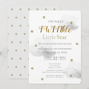 Invitation Twinkle Little Star & Grey Cloud Twin Baby shower