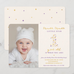 Invitation Twinkle Little Star Lavender & Gold Premier annive