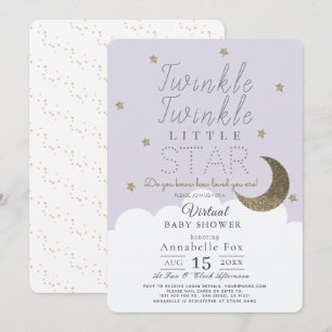 Invitation Twinkle Little Star Lilac Baby shower virtuel