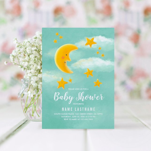 Invitation Twinkle Little Star Moon mignon Baby shower Invita (Créateur téléchargé)