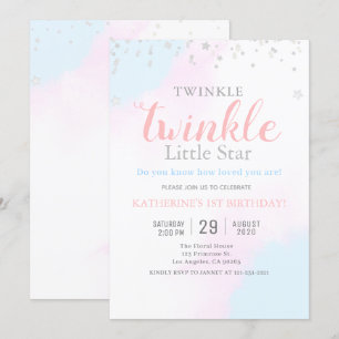 Invitation Twinkle Little Star Neutral Girl & Boy Anniversair