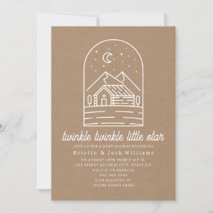 Invitation Twinkle Little Star Rustic Cardstock Baby shower