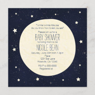 Invitation Twinkle Little Star Starry Sky & Moon Baby shower