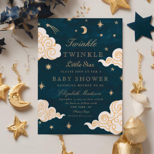 Invitation Twinkle Little Stars mignon Baby shower de lune