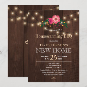 Invitation Twinkle lumières fleuris rustique maison chauffant